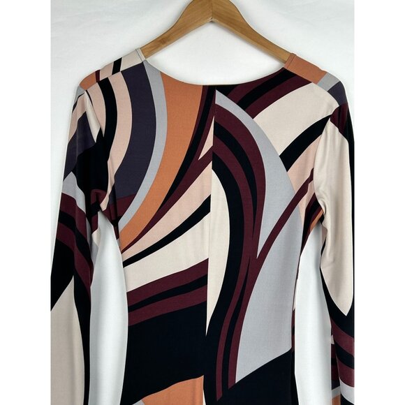 Cache Womens Geometric Print Long Sleeve Wrap Dress Small Multicolor - Picture 7 of 11